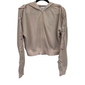 Victoria Sport Cropped Lace-Up Hoodie